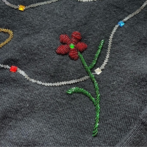 Drama International Vintage Black Wool Blend Beaded Sweater - Picture 6 of 7